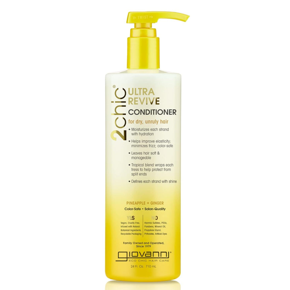 GIOVANNI front packaging showing 2chic conditioner benefits and branding