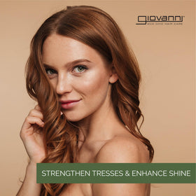 GIOVANNI label detail with botanical ingredients list and eco-friendly notes