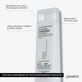 GIOVANNI creamy conditioner pouring to show texture and smooth slip benefits