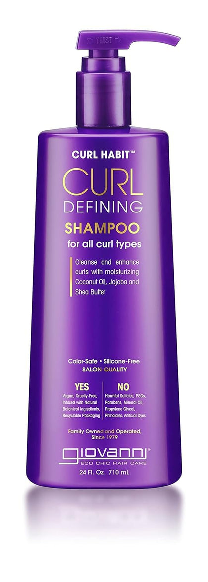 GIOVANNI front packaging showing 24 oz bottle and curl-focused branding benefit