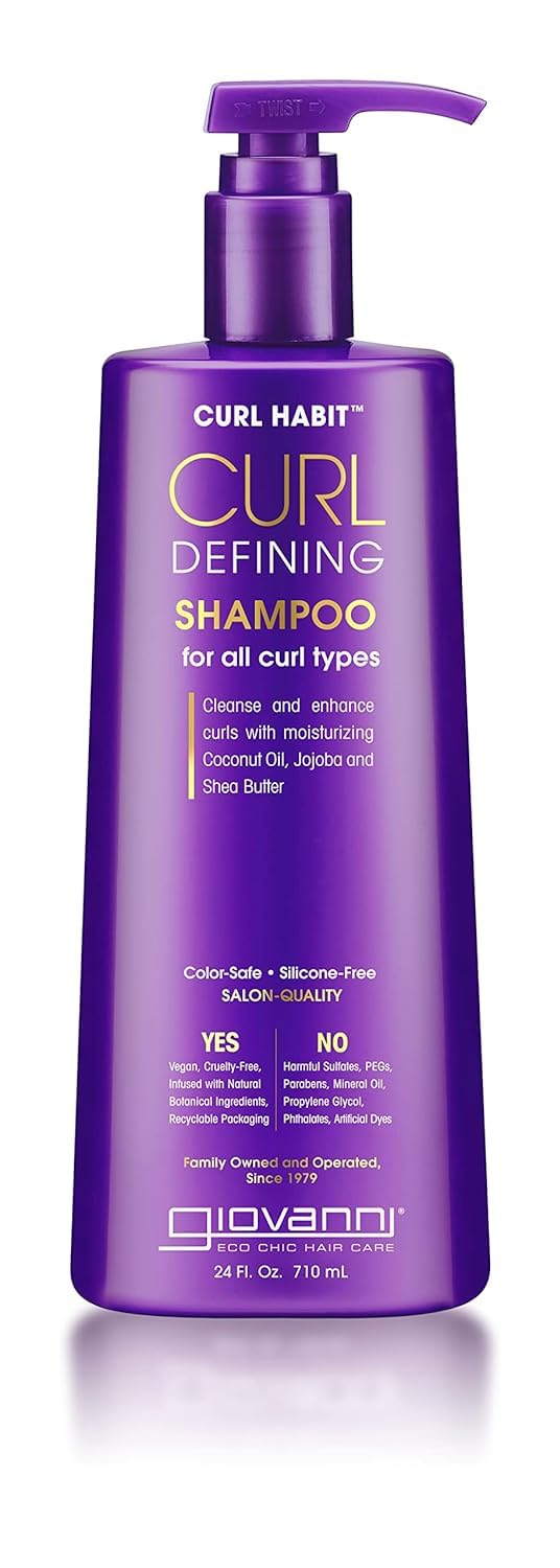GIOVANNI front packaging showing 24 oz bottle and curl-focused branding benefit