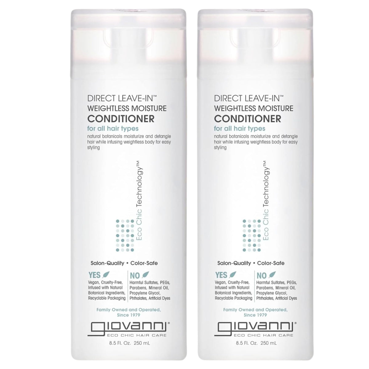 GIOVANNI front packaging shows lightweight conditioner and benefits