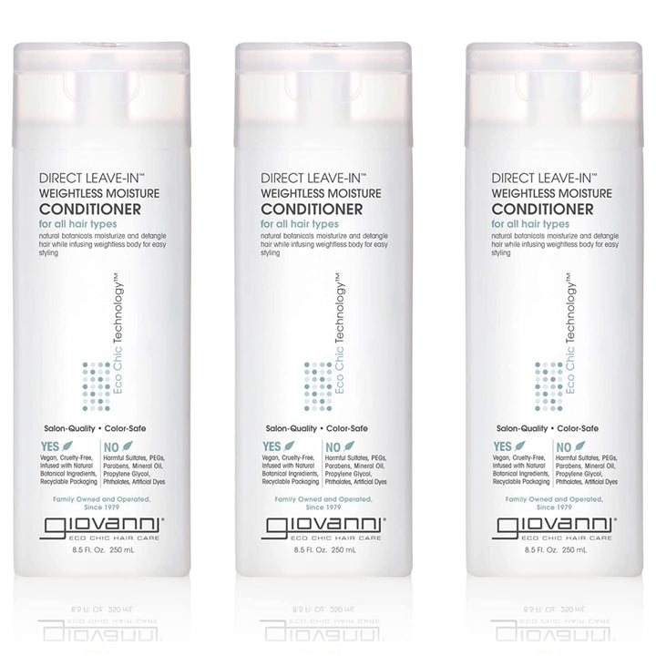 GIOVANNI front packaging showing 8.5 oz bottle and branding benefits
