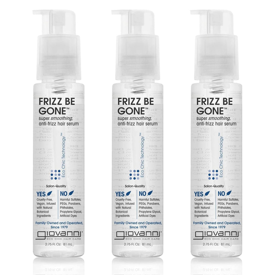 GIOVANNI front packaging of Frizz Be Gone showing product benefit