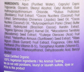GIOVANNI blackberry and coconut display highlighting nourishing ingredients