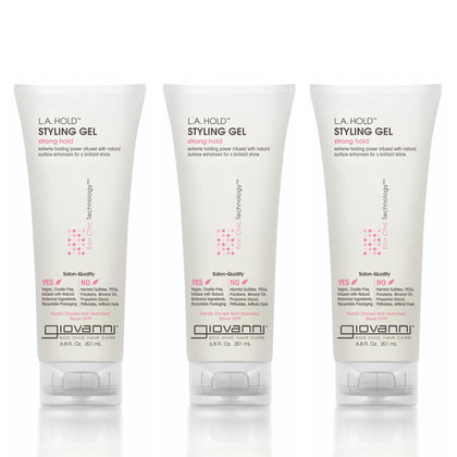 GIOVANNI front packaging showing product and strong-hold benefit