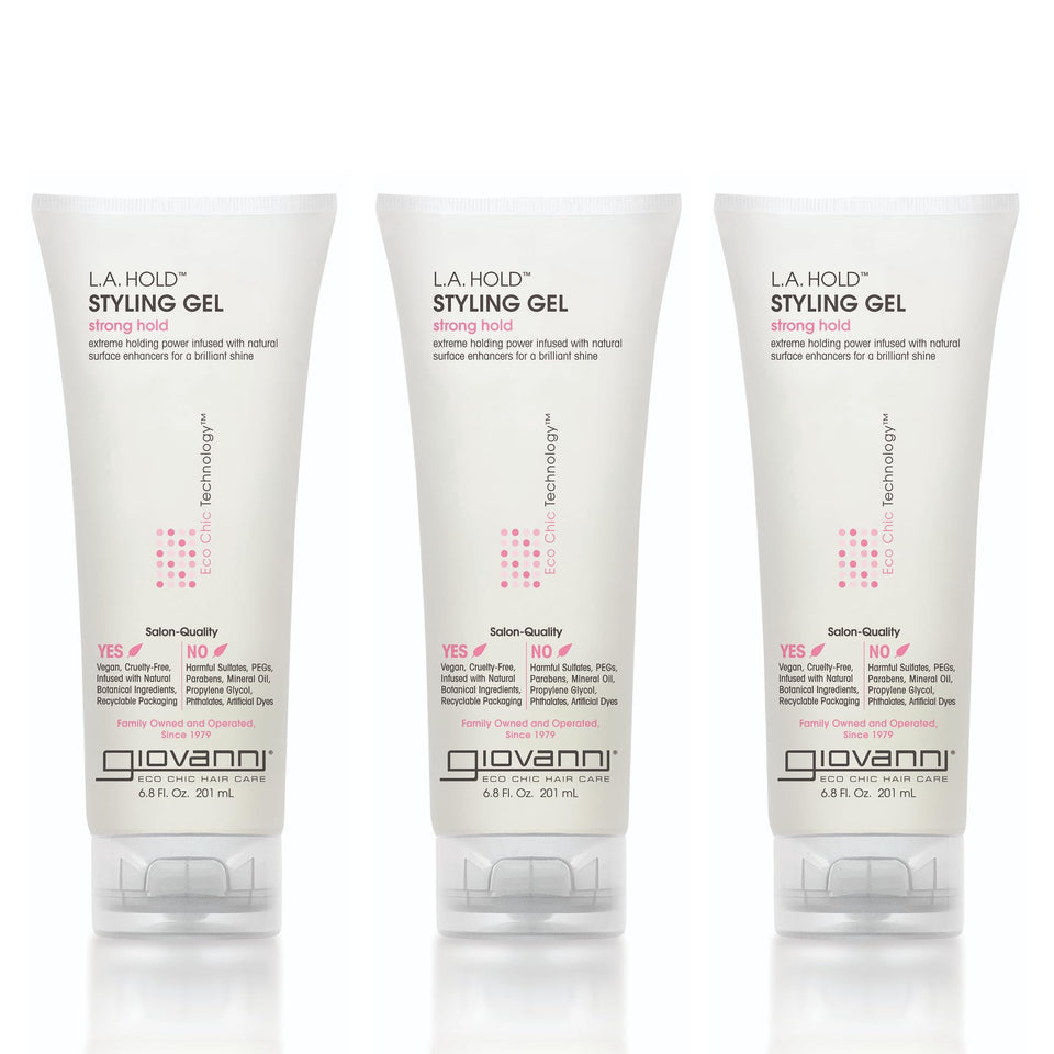 GIOVANNI front packaging showing product and strong-hold benefit