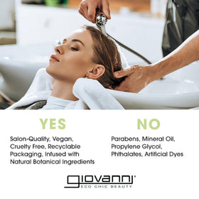GIOVANNI pump dispense close-up demonstrating easy salon dispensing