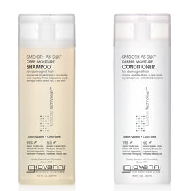 Giovanni front packaging of Smooth as Silk set showing size and branding for convenience