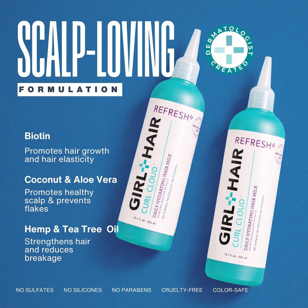 GIRL+HAIR pump-top detail for easy, controlled daily application benefit