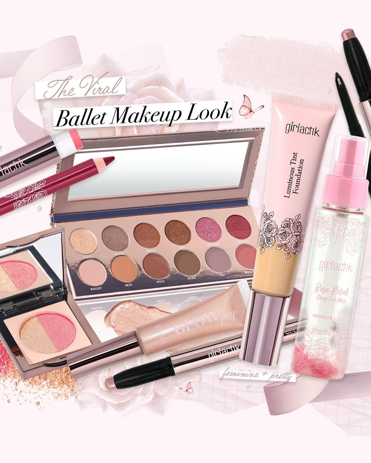 Girlactik Luminous Tint Foundation bottle on vanity lifestyle scene suggesting everyday luminous finish