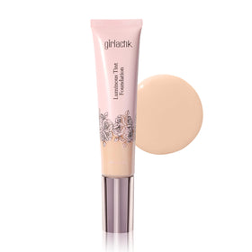 Girlactik Luminous Tint Foundation texture swirl close-up highlighting dewy, hydrating consistency