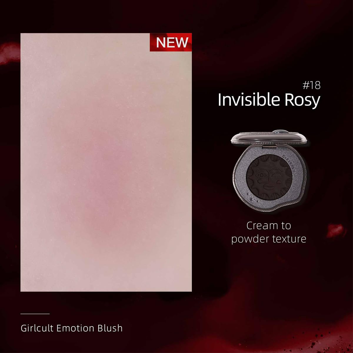 GIRLCULT close-up of cream-to-powder texture demonstrating silky transformation and blendability