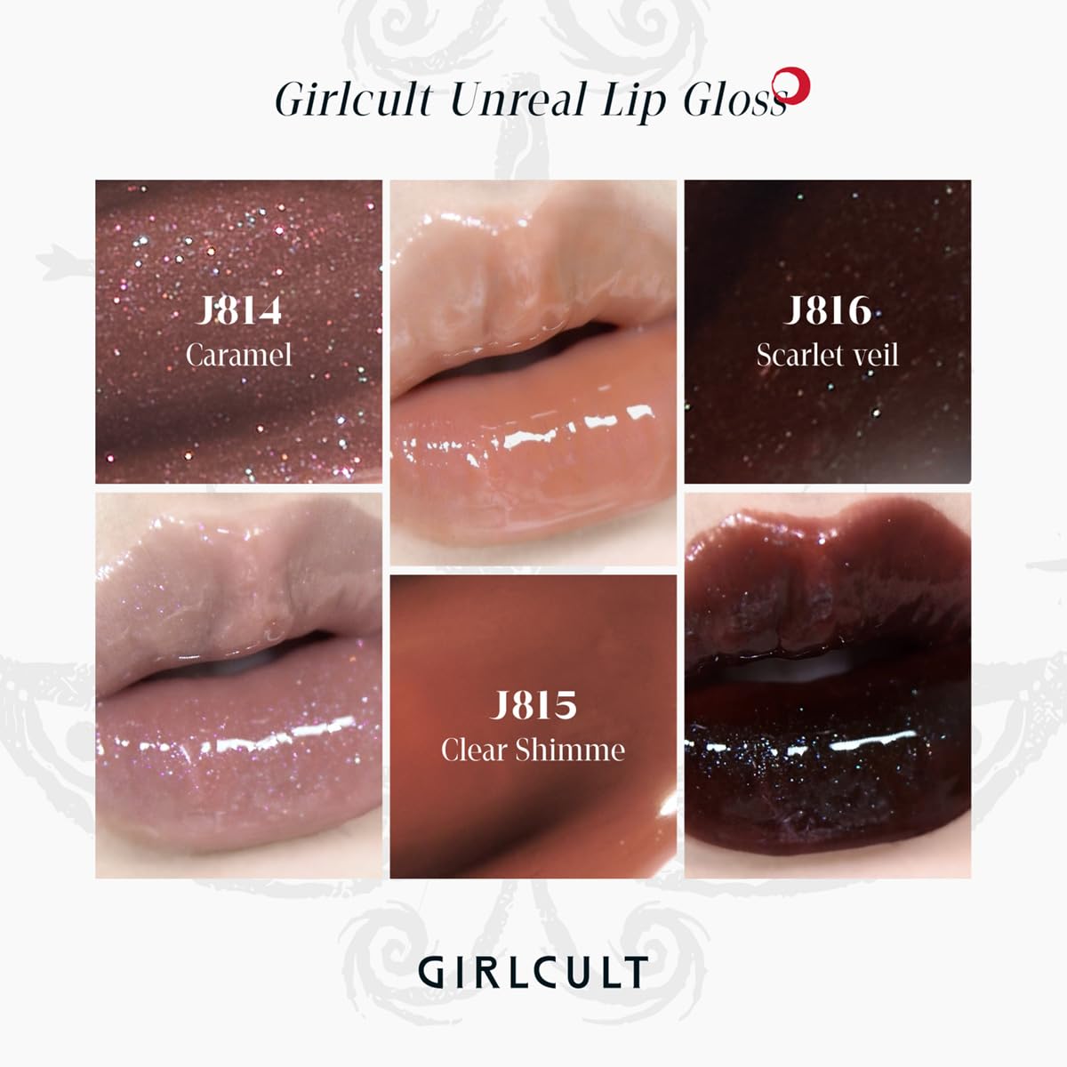 GIRLCULT clear gloss swatch highlighting long-lasting, transfer-resistant shine