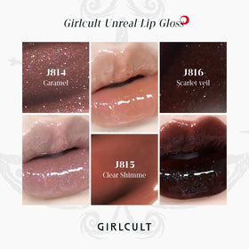 GIRLCULT clear gloss swatch highlighting long-lasting, transfer-resistant shine