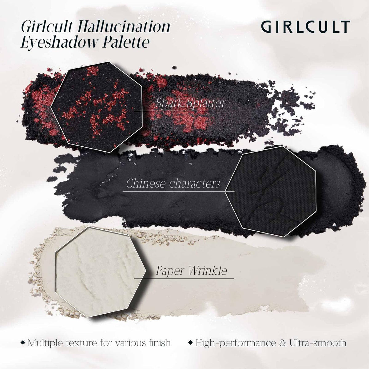 GIRLCULT swatches on arm displaying intense pigment and easy layering