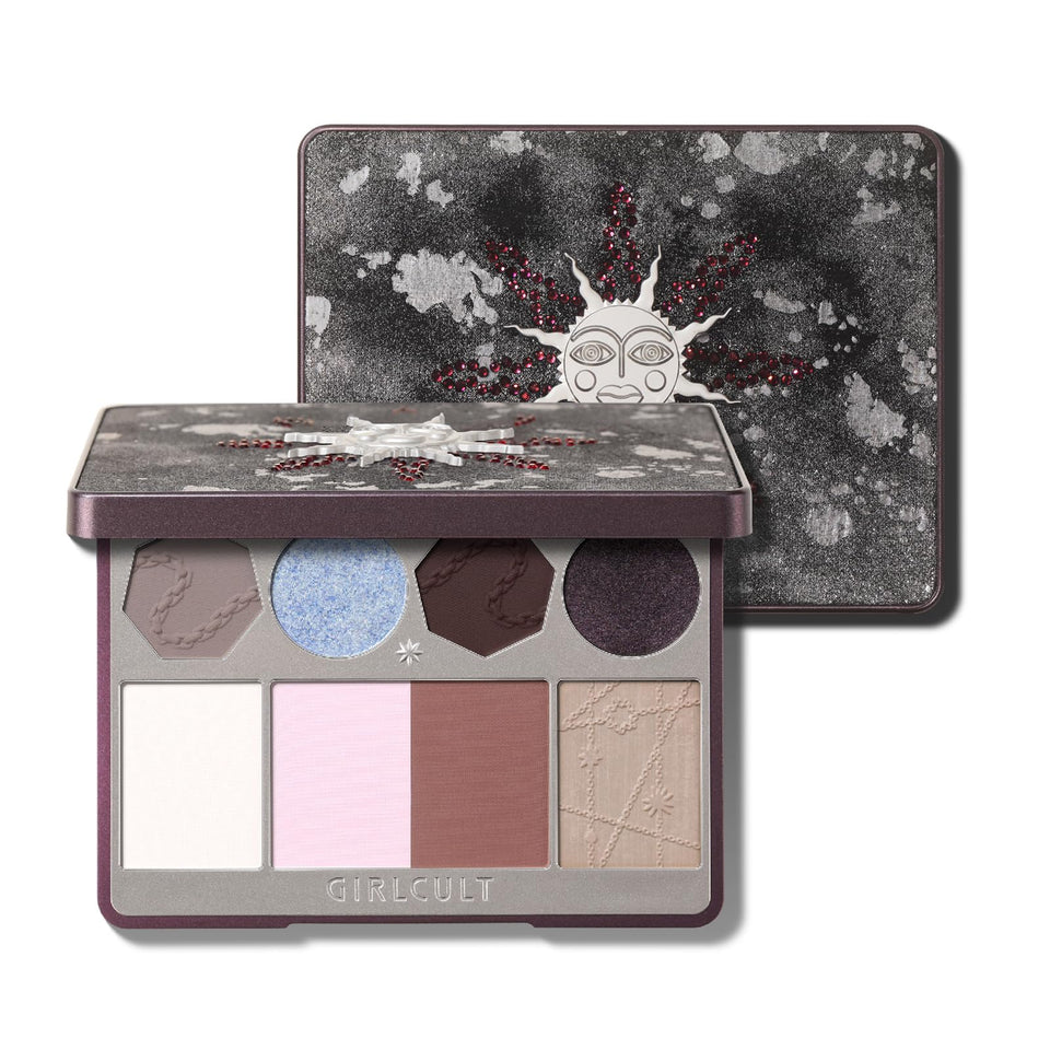 GIRLCULT front view of full-face palette showing all pans and compact portability