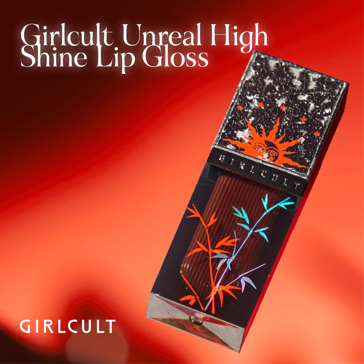 GIRLCULT gloss worn on lips in lifestyle shot benefit plumping glossy effect
