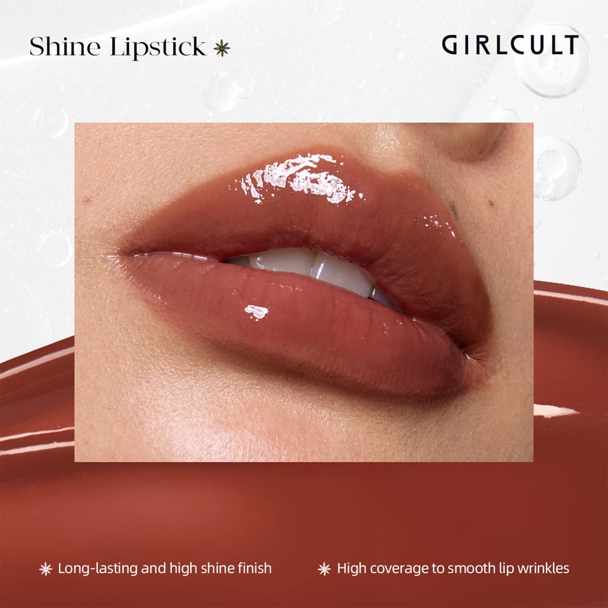 GIRLCULT applied on lips demonstrating sheer buildable color benefit