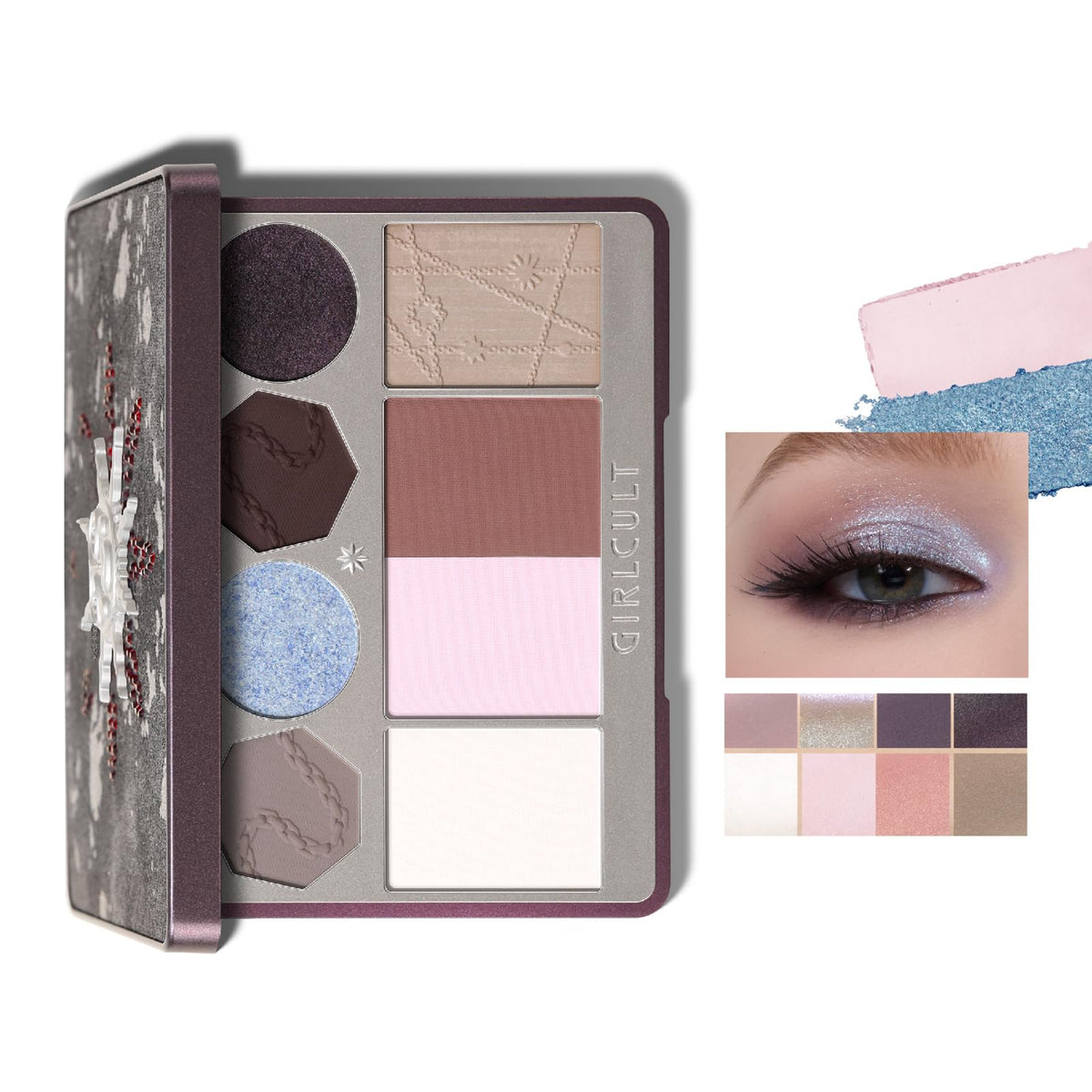 GIRLCULT palette inside a purse highlighting travel-friendly convenience