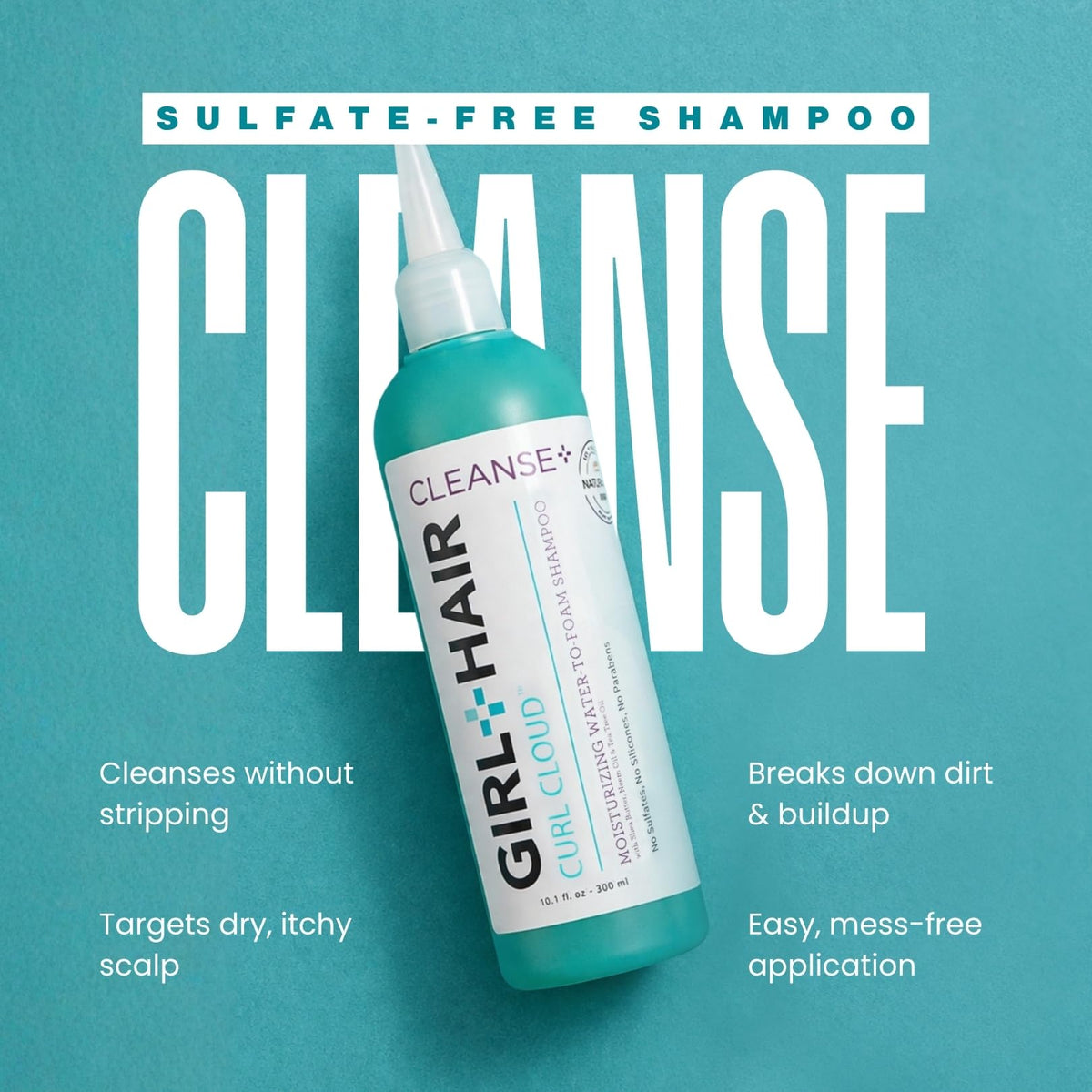 GIRL+HAIR foamy lather demonstrating gentle cleanse and effective residue removal