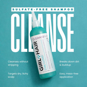 GIRL+HAIR foamy lather demonstrating gentle cleanse and effective residue removal