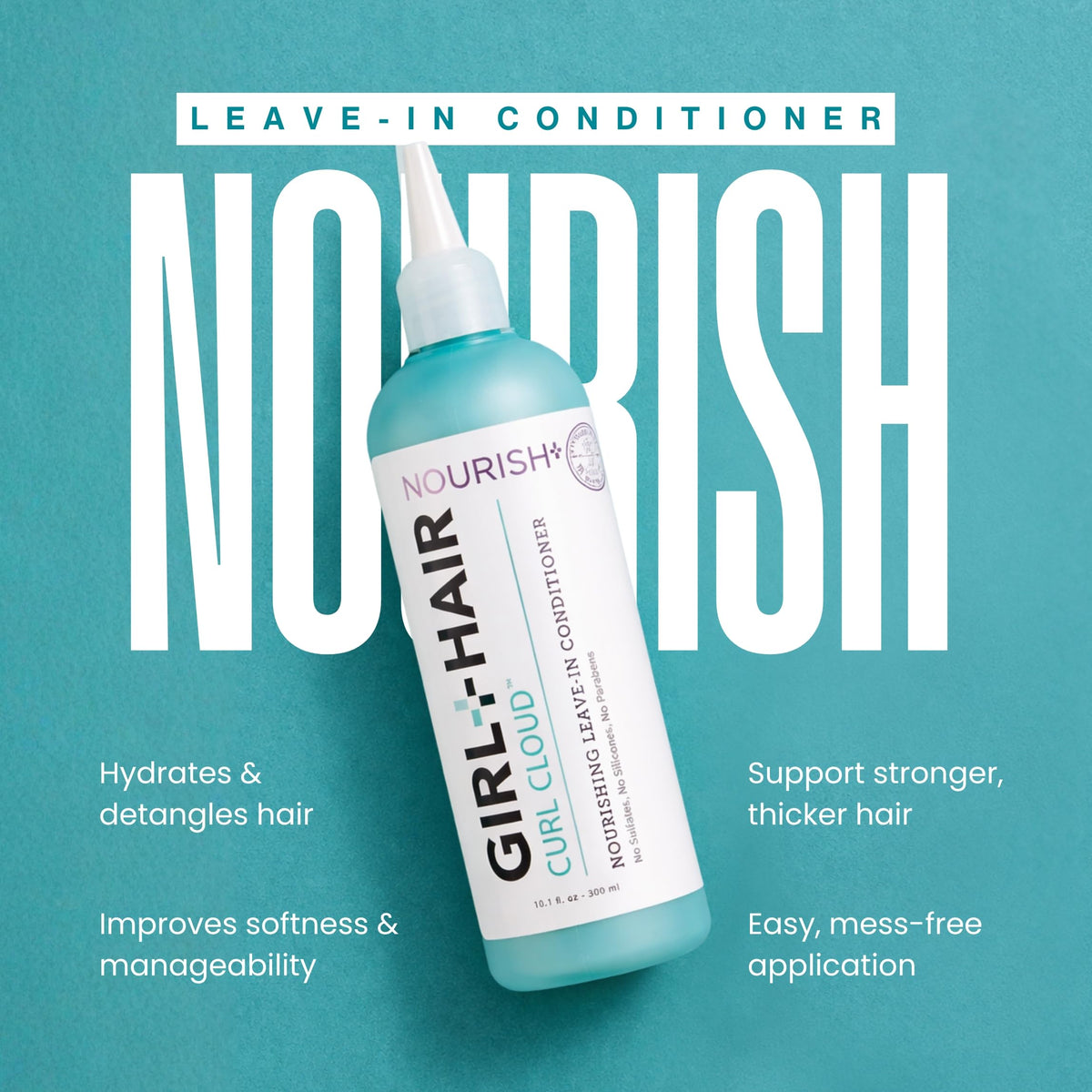 GIRL+HAIR creamy leave-in texture close-up highlighting rich moisturizing feel