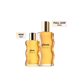 Gisou body oil pouring texture demonstrating lightweight absorption and spreadability