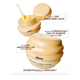 Gisou lip mask applied on lips demonstrating smooth glossy result