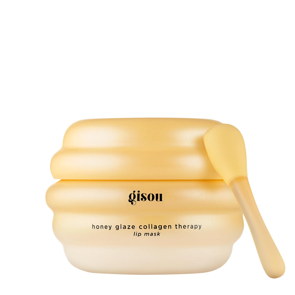Gisou jar front view showing packaging and glossy finish benefit