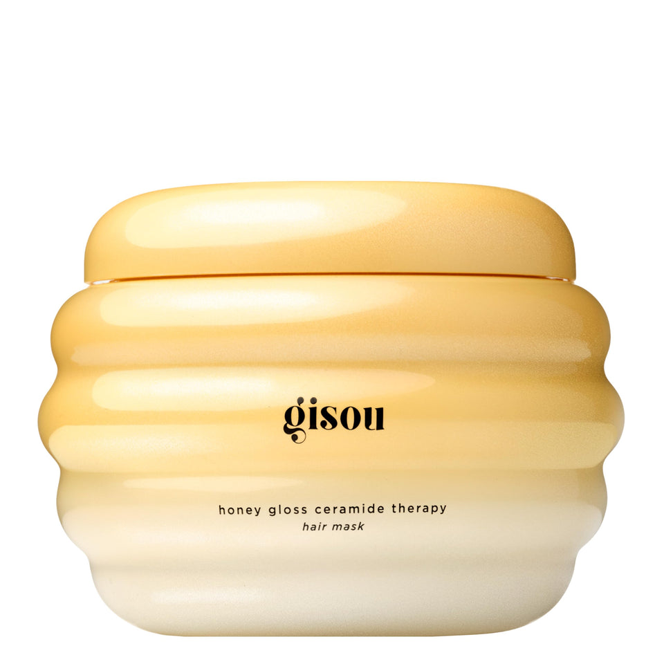 Gisou jar front view showing product and glossy benefit