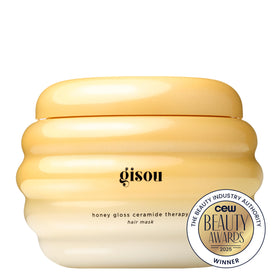 Close-up of Gisou label details showing ingredients and clean formulation