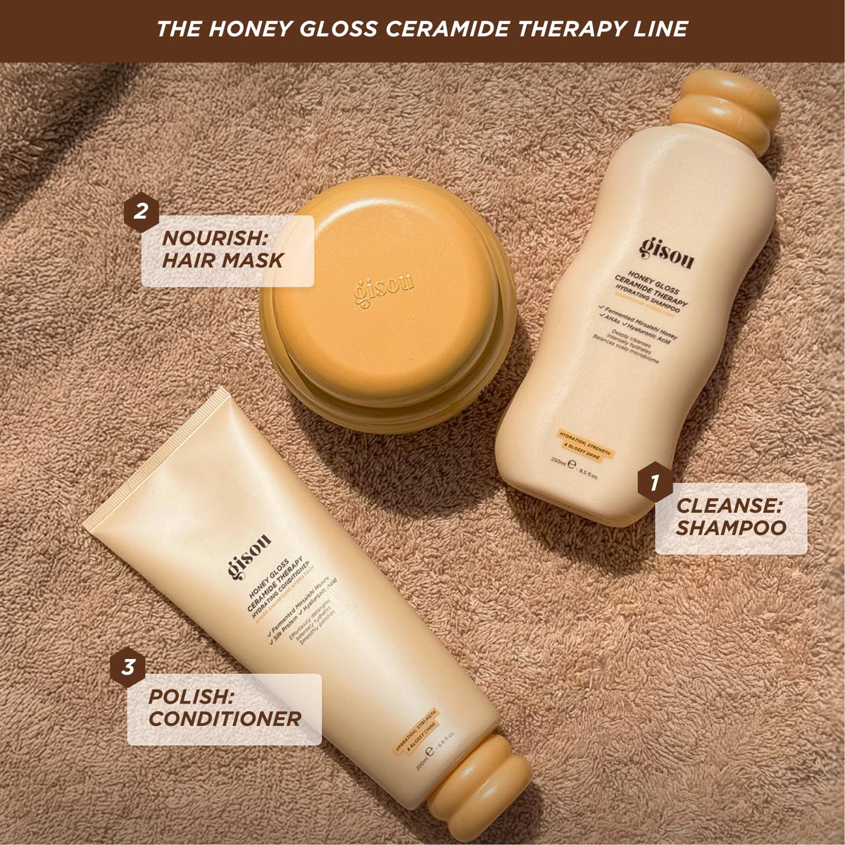 Gisou full routine lineup illustrating complementary products benefit