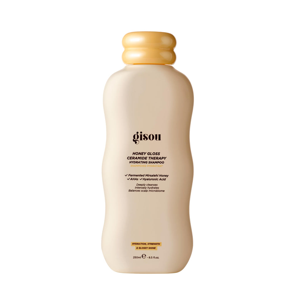 Gisou front packaging showing product and benefit of hydrated hair