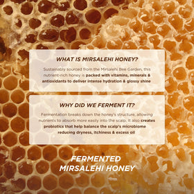 Close-up of Gisou ingredients label highlighting honey infusion and nourishing benefit