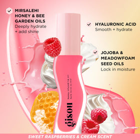 Gisou product label displaying Mirsalehi Honey and jojoba oil ingredients for natural benefits
