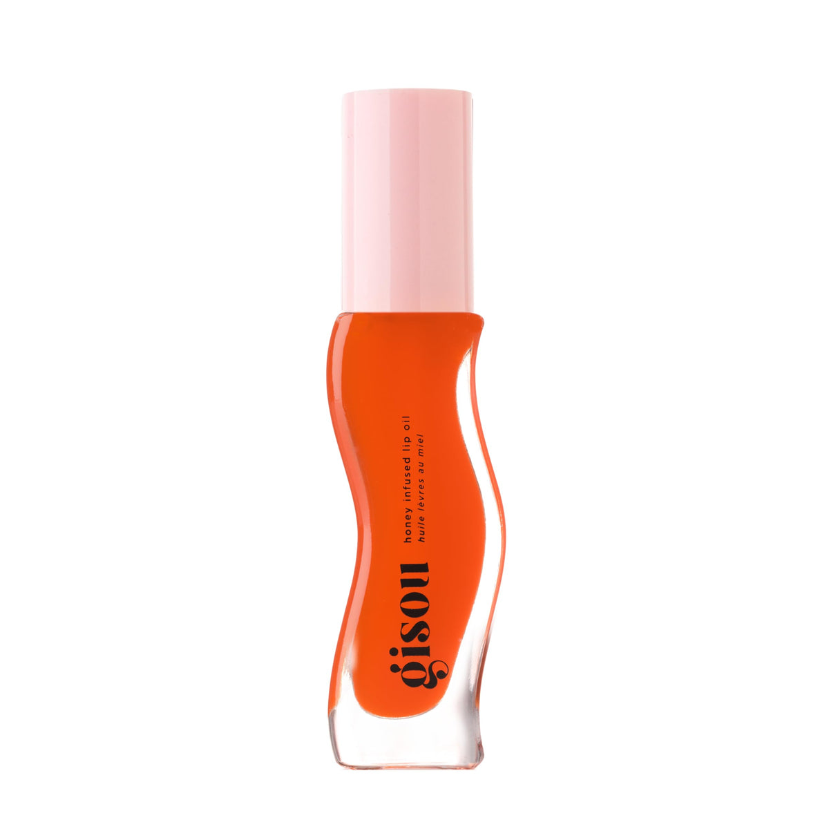 Gisou lip oil front packaging showing Mango Passion Punch glossy tube and label benefit