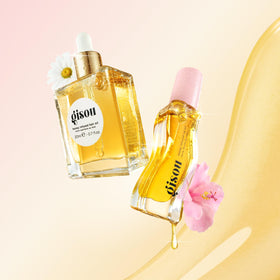 Gisou lip oil on model lips showing dewy gloss and lasting hydration benefit