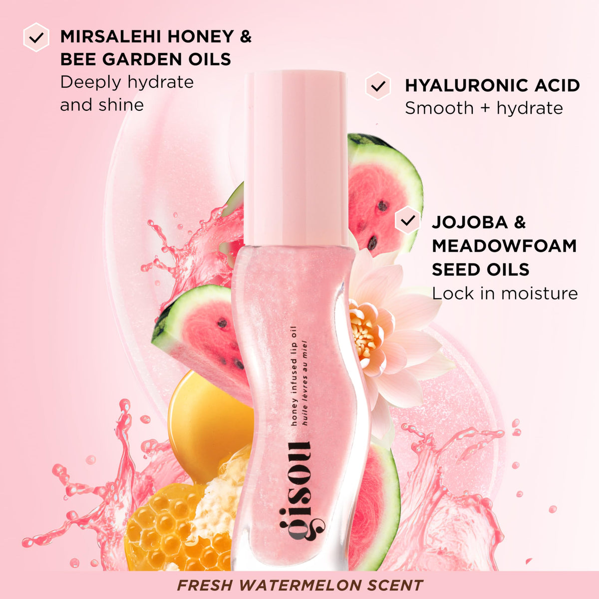 Gisou close-up with jojoba seeds emphasizing natural oil conditioning