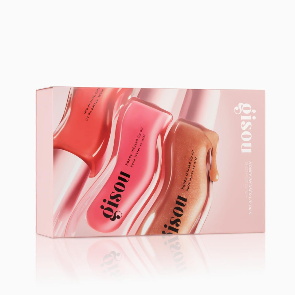 Gisou mini trio front packaging showing three colors and travel convenience