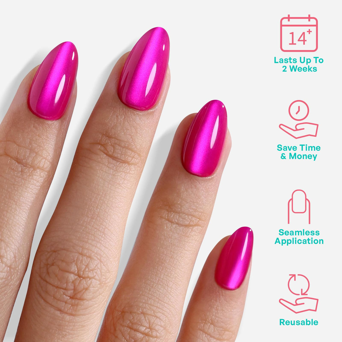 GJZEZ nails on hand displaying size and realistic natural appearance