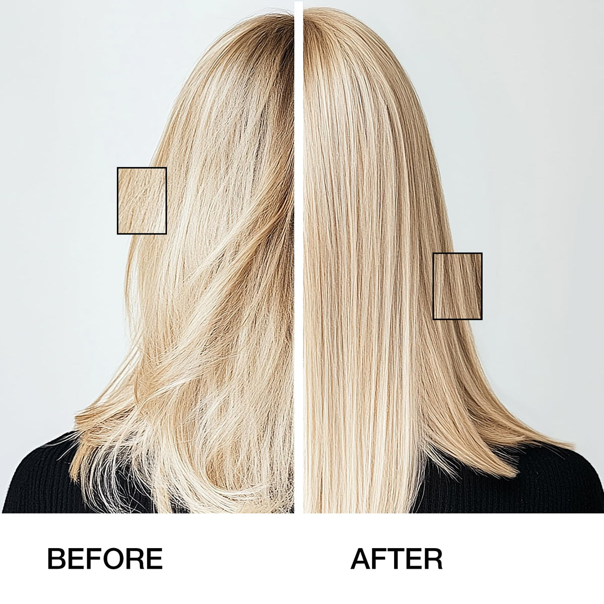 GK HAIR serum applied to hair ends smoothing and reducing frizz benefit