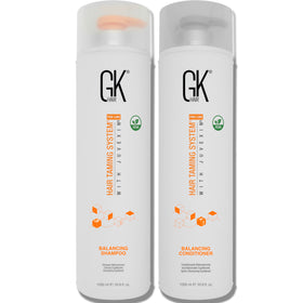 GK HAIR front packaging showing shampoo and conditioner for clear scalp and lightweight volume