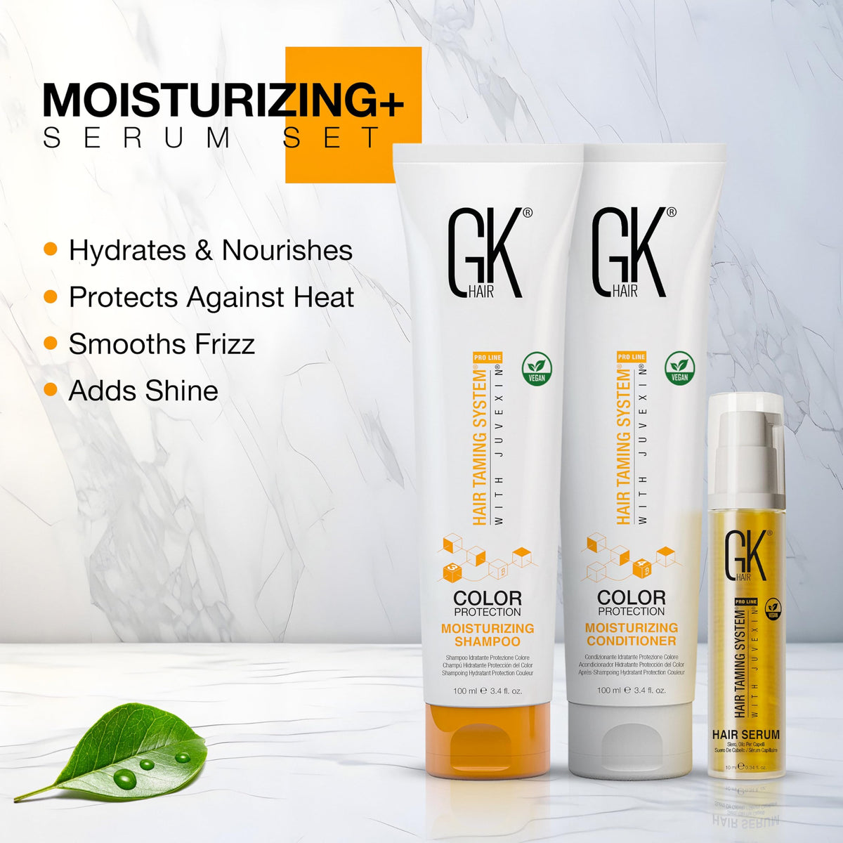 GK HAIR before and after image showing frizz control and smoother hair benefit