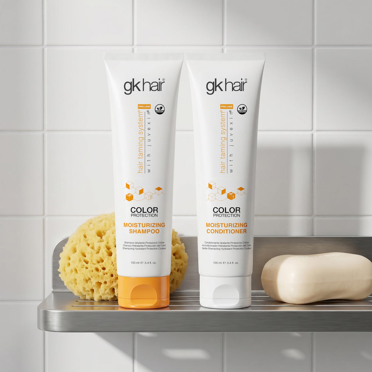 GK HAIR before and after hair image showing reduced frizz and shine