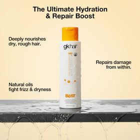 GK HAIR used during blowout demonstrating reduced frizz and shine