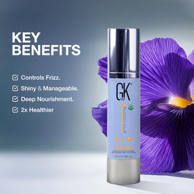 GK HAIR applying cream to damp hair for smoother styling