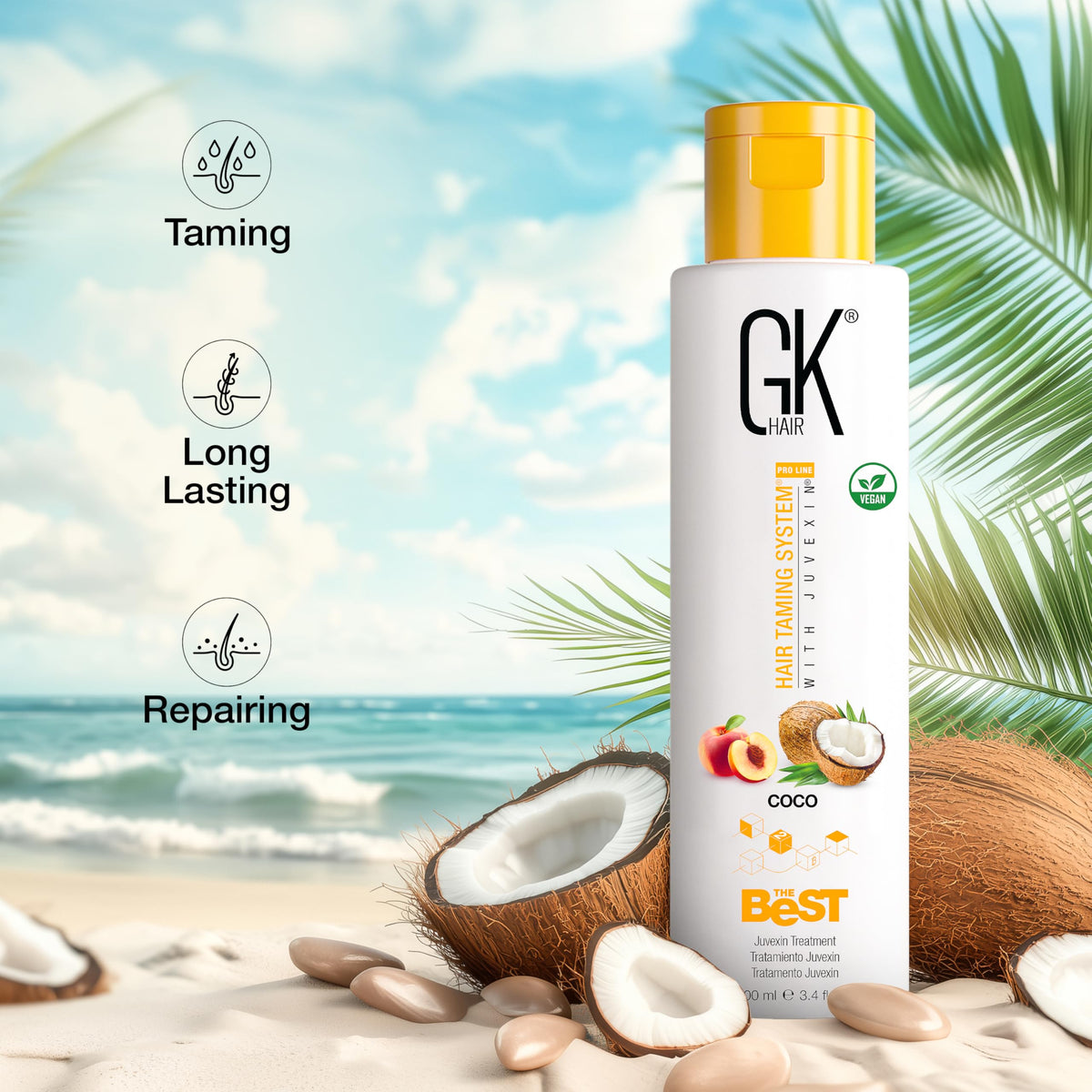 GK HAIR lifestyle bathroom setup showing convenient at-home professional treatment benefit