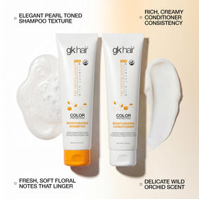 GK HAIR conditioner texture pouring to show creamy, lightweight feel