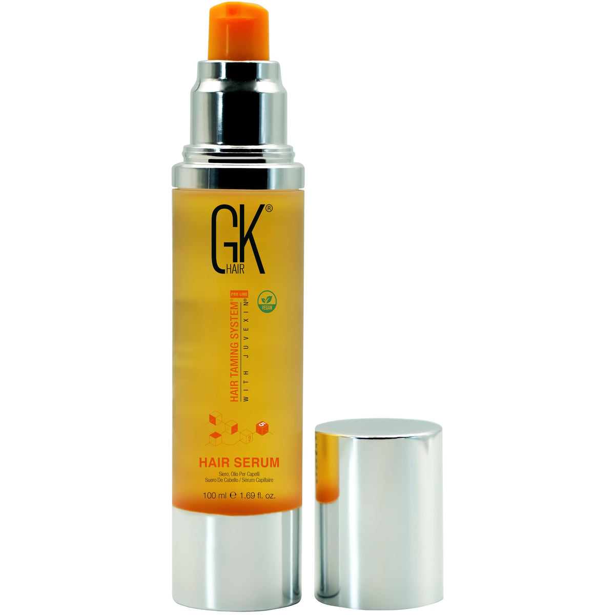 GK HAIR front bottle view showcasing sleek packaging and overnight benefits